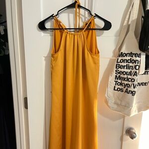 Yellow/gold silk halter dress